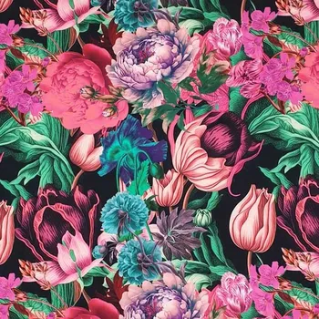 Šatovka B0149 černá, růžové květy, š.140