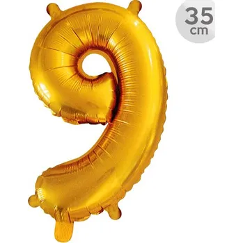 Balónek Balón narozeninový 35 cm - číslo 9, zlatý 478109