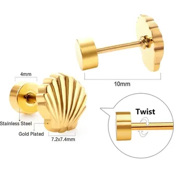Náušnice Dívčí náušnice z nerezové oceli - mušle-175,1 pár