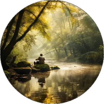 Jedlá dekorace na dort Jedlý papír rybář na velkém kameni 19,5cm