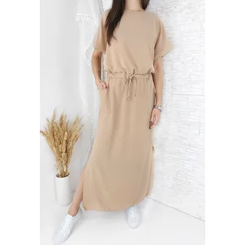 Dámské šaty Moda Italia Béžové dlouhé šaty 0123BE Velikost: XS-M