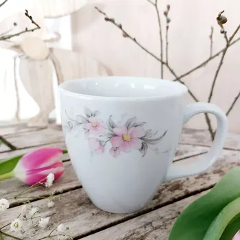 HARRY hrnek 380 ml, růžová girlanda, Český porcelán Dubí (Porcelánový hrnek 2. jakost)
