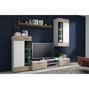 Obývací stěna LEMPERT Obývací stěna TINA - sonoma - bílá