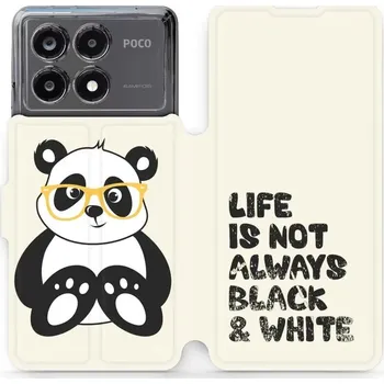 Pouzdro na mobilní telefon Flipové pouzdro Mobiwear - Xiaomi Poco X6 Pro 5G - M041S Panda - life is not (Knížkové flip pouzdro, obal, kryt na mobil Xiaomi Poco X6 Pro 5G - M041S Panda - life is not, materiál Umělá kůže + TPU - ochrana 360°, stojánek, silikonová vanička, magnetické)