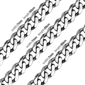 Náhrdelník Ocelový luxusní unisex řetízek - 7mm stříbrná 01,50cm