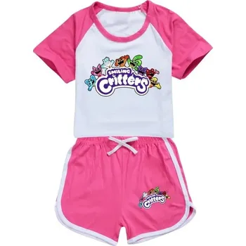 Smiling Critters Dětský letní set triko + kraťasy na motivy oblíbených postaviček "Smiling Critters" (vel. 100 - 170) Barva: růžová 6, Velikost: 100 (2-3 roky)