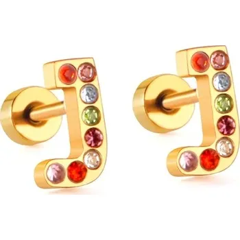 Náušnice Nerezové náušnice s písmenkovým designem - J,Zlatá