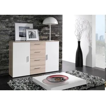 Ložnice HALMAR Komoda Lora III - jasan / bílý lesk