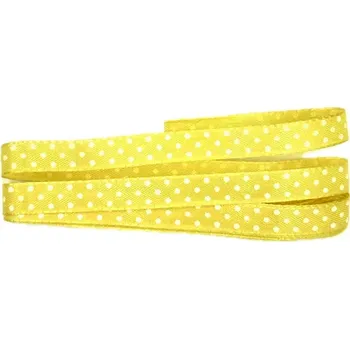 Stuha Stuha taftová HOT SPOT MINI žlutá 12 mm x 2 m (6,-Kč/m) (Stuha skládaná, žlutá, jednostranný potisk bílé puntíky, okraje zpevněné tkaním)