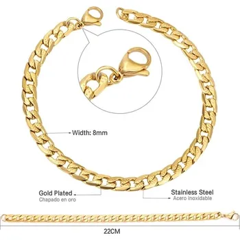 Náramek Unisex náramek z nerezové oceli - Zlatá,6mm