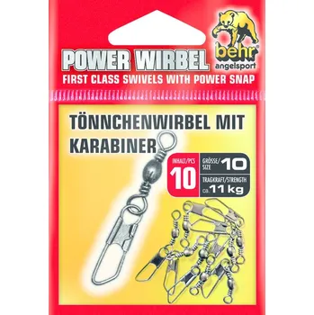 Behr obratlík s karabinkou POWER WIRBEL Varianta: vel. 12 nosnost 9 kg 10 ks (8241212)