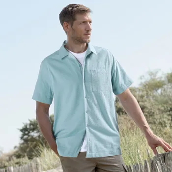 Dámská košile Košile s bowling límečkem, seersucker tyrkysová 39/40