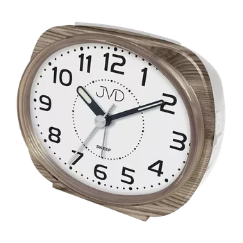 Budík JVD Netikajcí tichý přehledný budík JVD SRP001.5 v imitaci dřeva (JVD Netikajcí tichý přehledný budík JVD SRP001.5 v imitaci dřeva)