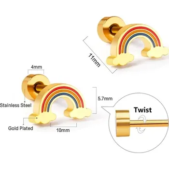 Náušnice Dívčí náušnice z nerezové oceli - duha-200003758,1 pár