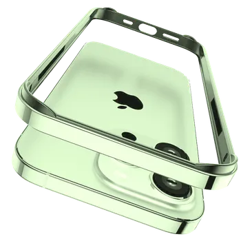 Pouzdro na mobilní telefon Ochranný hliníkový bumper rámeček na iPhone 15 Barva: Zelená