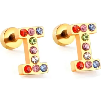 Náušnice Nerezové náušnice s písmenkovým designem - I,Stříbrná