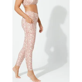 Sportovní legíny s vysokým pasem akapsami oříšková 34/36