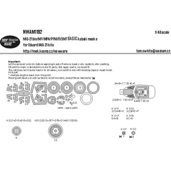 Plastikový model New Ware 1/48 Mask MiG-21 bis/MF/MFN/PFM/R/SMT BASIC (EDU)