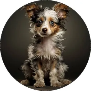 Jedlá dekorace na dort Jedlý papír Border kolie štěně 19,5cm