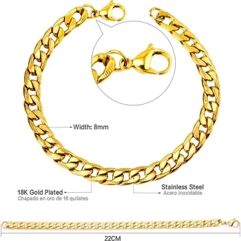 Náramek Unisex náramek z nerezové oceli - zlatá 03,8mm