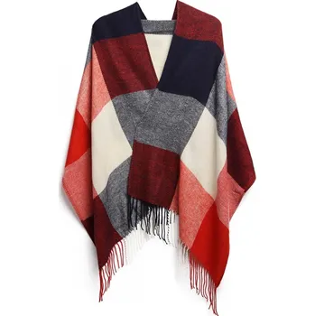 Šála Červený dámský dlouhý modní šál se střapci Belen