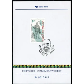 Poštovní známka Česká pošta (2011) PLZ 8a - Pamětní list - Antonín Dvořák (s mikrotextem)