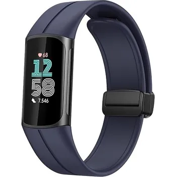 Příslušenství k chytrým hodinkám eses Silikonový řemínek s magnetickou přezkou pro Fitbit Charge 5 a 6 - Modrý
