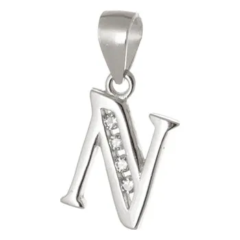 Šperk Stříbrný přívěšek písmeno N s čirými zirkony SVLP0705XH2BI0N