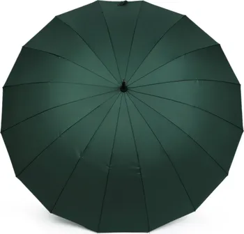 Deštník Velký rodinný deštník s dřevěnou rukojetí 113 cm tmavě zelený