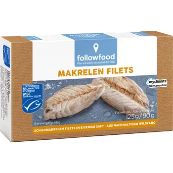 konzervovaná ryba Followfood Filety makrely ve vlastní šťávě 125 g msc