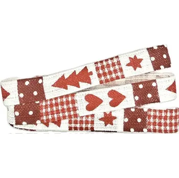 Stuha Stuha vánoční stromky 15mm x 2m (6,-Kč/m) (Stuha vánoční, červená, bavlněná, jednostranný potisk)