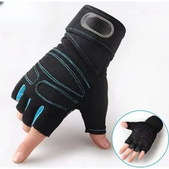 Sportovní fitness rukavice pro muže a ženy - černá modrá,L