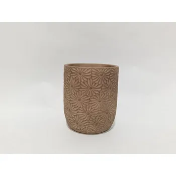 Květináč Cementová váza Flowers béžová 20,8x17 cm