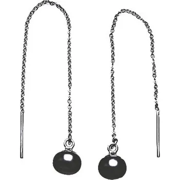 Náušnice Srříbrné řetízkové protahovací náušnice přírodní perla černá, odlesk do fialova - NŘ1183 (Náušnice s přírodní perlou 7,5 mm)