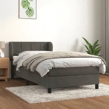 Ložnice vidaXL Box spring postel s matrací 90x190 cm samet [3127466] Barva: Tmavě šedá