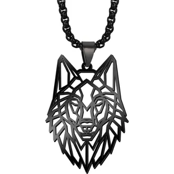 Náhrdelník B-TOP Náhrdelník z nerezové oceli ČERNÝ VLK Černá
