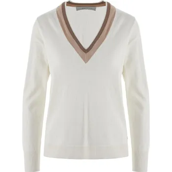 Dámský svetr BÍLÝ DÁMSKÝ SVETR S VÝSTŘIHEM DO V Rino Pelle