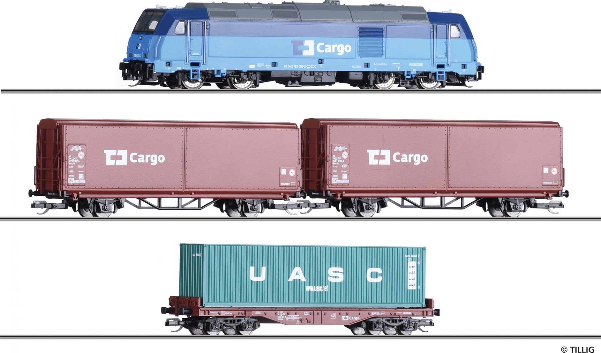 TT Analogový set - vlak s lokomotivou TRAXX ČD Cargo s kolejemi s podložím