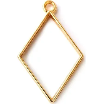 Rámečky na šperky z pryskyřice – zlatá barva Druh: kosočtverec 2,4 x 3,4 cm