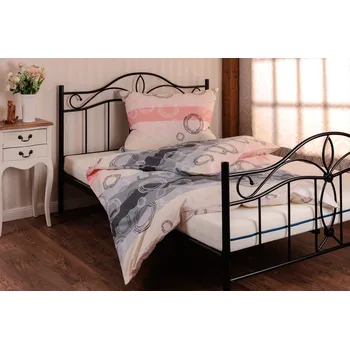 Povlečení JAN peří Luxusní bavlněné povlečení - renforce - růžovo/šedé kruhy - Luxusní bavlněné povlečení - renforce - růžovo/šedé kruhy - souprava povlečení 70x90 + 140x200