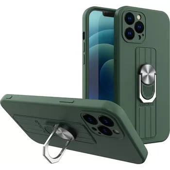 Pouzdro na mobilní telefon Forcell Ring Case kryt s úchýtem a stojánkem Samsung Galaxy A42 5G , tmavě, zelená, 9145576215159