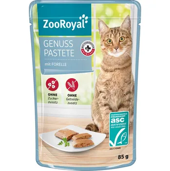 Krmivo pro kočku ZooRoyal Genuss paštika se pstruhem 24 × 85 g