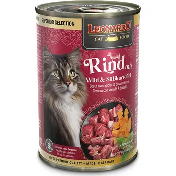 Krmivo pro kočku Leonardo hovězí se zvěřinou a batáty 6 × 400 g