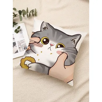 Povlak na dekorativní polštářek Povlak na polštář, šedý kocour