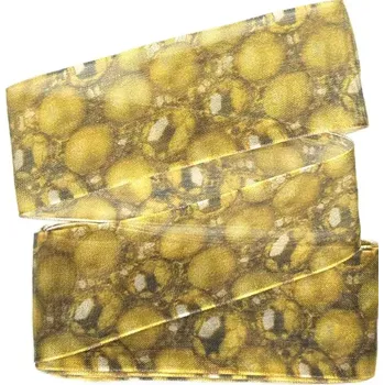 Stuha Vánoční stuha organzová GOLD DECORATION 40mm x 2m (5,-Kč/m) (Vánoční stuha organzová, transparentní, oboustranný potisk, s vlascem v lemu)