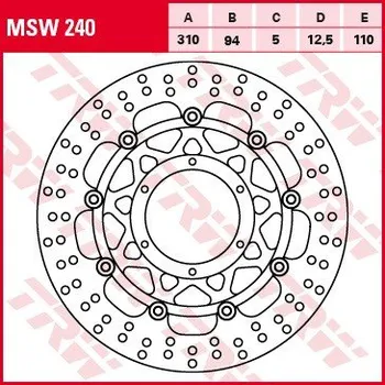 Brzda pro motocykl Brzdový kotouč TRW přední plovoucí HONDA CBR 600 RR rok 03-08