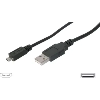 Prodlužovací kabel Digitus USB kabel USB 2.0 USB-A zástrčka, USB Micro-B zástrčka 1.80 m černá AK-300110-018-S