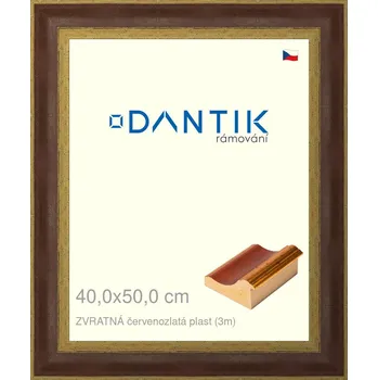 Rám na obraz DANTIK rámeček 40x50 | ZVRATNÁ červenozlatá plast (Plexi Čiré) (Vyrobeno s láskou u nás v DANTIKU)