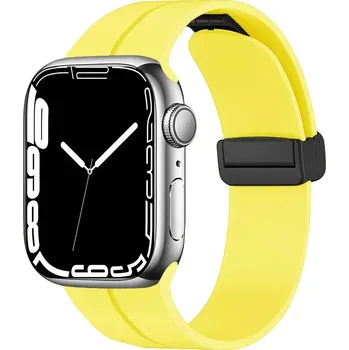 Příslušenství k chytrým hodinkám Silikonový řemínek s nastavitelnou magnetickou sponou pro Apple Watch 38/40/41/42mm Barva: Žlutá, Typ: 21