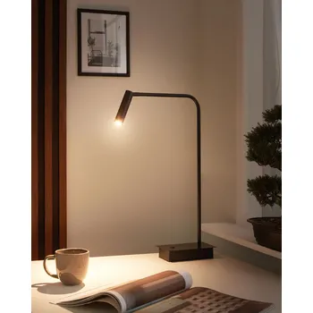 Stojací lampa LED stolní lampa černá kovová s podstavcem nastavitelné stínidlo kancelářská lampa moderní styl pracovna kancelář Beliani